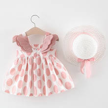 Ropa de verano para niñas pequeñas, conjunto de 2 prendas, vestido de boda, Vestidos para recién nacidos con sombrero de lazo 2024 - compra barato