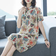 Vestido de festa feminino vintage plus size, estilo chinês, estampa floral, mini vestido para mulheres, verão 2024 - compre barato