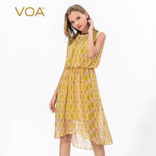 Женское вечернее шелковое платье VOA, асимметричное мягкое Элегантное платье без рукавов с круглым вырезом и эластичной резинкой на талии, большое типа, A1210 2024 - купить недорого