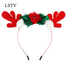 2020 Hot-selling Christmas Deer Headband Girls Antler Flower Felt Pad Antler Headband Christmas Belt Diamond Flower Elk Headband 2024 - buy cheap