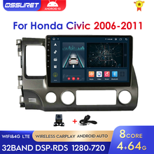 Radio con GPS para coche, reproductor Multimedia con Android 10, 2Din, estéreo, DSP, RDS, TPMS, 4G, LTE, WIFI, SWC, DVR, Bluetooth, para Honda Civic 2006-2011 2024 - compra barato