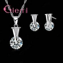 Precious Trendy Woman Jewelry Set 925 Sterling Silver Necklace Earrings With Clean Round Cubic Zirconia Pendant For Gifts 2024 - buy cheap
