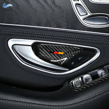 4 шт. Автомобильная крышка для дверных ручек из углеродного волокна декоративная накладка для Mercedes Benz C Class W205 C180 C200 C300 GLC260 2024 - купить недорого