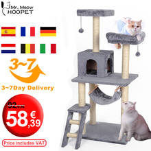 Hoopet H134cm Large Pet Cat Tree Scratching Post Scratcher Tower Condo Multi Level House Grey Beige Cat Trees Furniture 2024 - buy cheap
