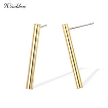New Fashion Brand Yellow Gold Color Long Bar Stud Earrings For Womens Girls Jewelry Minimalist Orecchini Aretes de mujer Aros 2024 - buy cheap