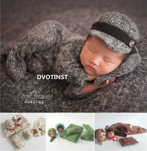 Dvotinst Newborn Photography Props Baby Outfits Hat Wrap Backgound Blanket Set Studio Shoots Fotografia Accessories Photo Props 2024 - buy cheap