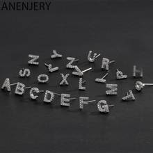 ANENJERY Silver Color Tiny Initial A-Z Letter Earrings Alphabet Stud Earrings For Women Fashion Everyday Jewelry Gifts S-E868 2024 - buy cheap