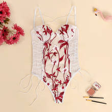 Floral Embroidered Mesh Sexy Erotic Lingerie Underwear Lace-up Teddy Bodysuit Babydoll Sleepwear Lace Nightwear Backless pajamas 2024 - buy cheap