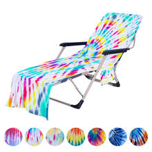 Toalha reclinável de praia com estampa colorida, capa de cadeira dobrável de microfibra macia para sol, cadeira para espreguiçadeira com bolso 2024 - compre barato