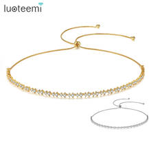 LUOTEEMI Adjustable Silver Gold Color Tennis Necklace for Women Wedding Party Shiny Round CZ Female Jewelry Collares De Moda 2024 - buy cheap