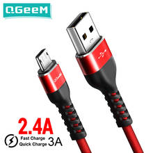 QGeeM Micro USB кабель 2.4A нейлон Быстрая зарядка USB кабель для передачи данных для Samsung Xiaomi LG планшет Android мобильный телефон USB кабель для зарядки 2024 - купить недорого