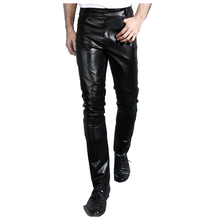 Men Genuine Leather Pants Autumn Winter Fashionable Slim Leather Trousers The First Layer Cowhide Fleece Leather Pants Youthful 2024 - buy cheap