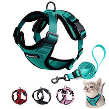 Conjunto de arnés y correa para gato, chaleco a prueba de Escape con tiras reflectantes, ajustable, de malla suave para cachorro y gatito 2024 - compra barato