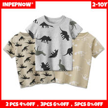 INPEPNOW 2022 Children T-shirt for Boy T Shirts Dinosaur Girls Tops Cotton Kids Tshirts Summer Short Sleeve White Tee 3 8Y DX005 2024 - buy cheap