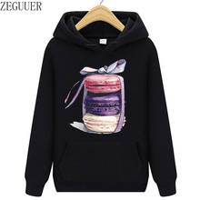 Macarons kawaii pintura pullovers mulher/homem moletom moda plus size casual 2020 outono hoodies harajuku estilo topos 2024 - compre barato