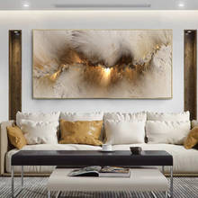 Pintura en lienzo para decoración del hogar, arte de pared impreso para sala de estar, abstracto, moderno, dorado, sin marco 2024 - compra barato