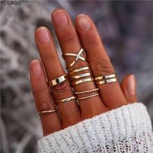 YC-UPGO 8 Pcs/Set Simple Design Round Gold Color Rings Set For Women Handmade Geometry Finger Ring Set Female Jewelry Gifts 2024 - buy cheap