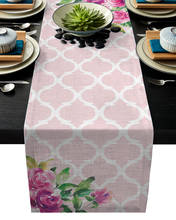 Spring Pink Flower Moroccan Pink  Modern Table Runner For Wedding Party Chirstmas Cake Floral Tablecloth Decoration 2024 - buy cheap