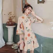 Vestido Cheongsam corto de estilo chino para mujer, vestido holgado de estilo Retro, para estudiantes, 2021 2024 - compra barato