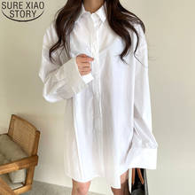 Blusa feminina algodão plus size, camisa feminina coreana chique casual 2024 - compre barato