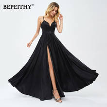 BEPEITHY Robe De Soiree V Neck Long Dress Evening Dresses Sleeveless High Slit Black Floor Length Prom Gown 2022 For Women 2024 - buy cheap