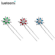 LUOTEEMI  Female Fashion High quality Hair Jewelry CZ Stone Flower Pins Wedding Party for Bridal Women Hair Clips Free Shipping 2024 - compre barato