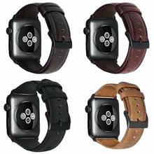 Correa para Apple Watch Series 5 4 3 2 1 correa de cuero con cera de aceite para Iwatch pulsera de 38mm 42mm para Apple Watch bandas 44mm 40mm 2024 - compra barato