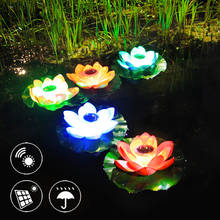 Luminária solar em forma de lótus, luz noturna com led para decoração de casamento, para piscina, jardim, tanque de peixes 2024 - compre barato