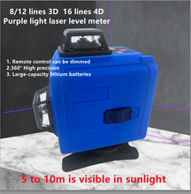 Laser Level 12/16 Lines 4D Purple Line Self-Leveling 360 Horizontal Vertical Super Powerful Laser Level Purple Beam Laser Level