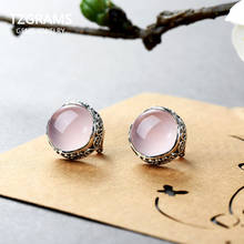 Joia 925 prata natural pedras preciosas rosa quartzo brinco clássico para mulheres atacado lotes joias em massa brinco mulher moda 2024 - compre barato