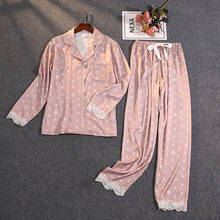 Spring Summer Home Clothes for Women Silk Pajamas for Women Sleepwear Set Pyjama Satin Lace Pijama Mujer Sweet Home Suit Casual 2024 - buy cheap