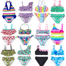 2021 Swimsuit Girls Tassel Tankini Suit 2-16y Two-pieces Fashion Swimsuit For Girls Summer Beach Wear Children Bathing Suit H1 2024 - купить недорого