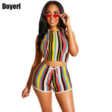 Striped Women Short Two Piece Set Top and Shorts Set Summer Sport Suit Bodycon Hooded Casual 2 Piece Tracksuit Women Set Outfit 2024 - buy cheap