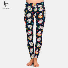 LETSFIND High Quaility Sexy Women Pant Sugar Skull Decoration and Flowers Printing Fashion High Waist  Workout Leggings 2024 - buy cheap