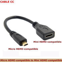 Удлинительный кабель 10 см, совместимый с HDMI Тип D, Micro HDMI 1,4 папа-Mini HDMI 1,4 мама C, для цифровых камер HDTV 2024 - купить недорого