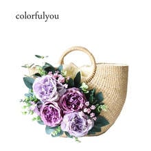 Straw Bags for Women 2021 Luxury Flowers Handmade Woven Beach Bag ladies Travel Vacation bag Women's Handbags Bolsa Feminia 2024 - buy cheap