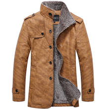 2021 inverno moda nova masculina casual gola casaco de couro/masculino gola adicionar lã mais veludo engrossar quente jaqueta do plutônio 2024 - compre barato