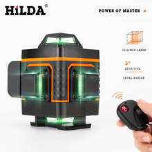 HILDA 12/16 линии 3/4D лазерный уровень самонивелирующийся 360 горизонтальный и вертикальный крест супер мощный зеленый лазерный уровень 2024 - купить недорого