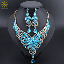 Fashion Indian Rhinestone Bridal Jewelry Set Wedding Prom Party Accessories Necklace Earrings Set Gift For Girl Brides Women 2024 - buy cheap