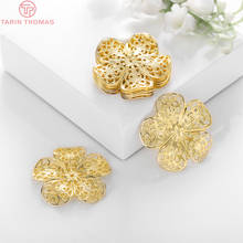 (3186)12PCS 25MM Hole 1MM 24K Gold Color Brass Flower Decorative Spacer High Quality Diy Jewelry Findings Earrings Accessories 2024 - buy cheap