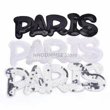 1Pcs Patches Sequin Shine Sticker Letter Paris Motif Applique Garment Children Women DIY Clothes Bags Shoes 24*7.6cm 2024 - buy cheap