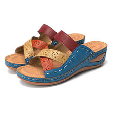 Sandalias planas de plataforma para mujer, zapatos de cuña con correa cruzada, resistentes al desgaste, Retro, de verano 2024 - compra barato