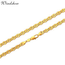Wholesale Yellow Gold Color Curb Chain Long Necklace Men Jewelry 60cm 6MM Wide Necklaces Women HIPHOP Collares Collier 2024 - buy cheap