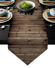 Camino de mesa Vintage de madera marrón, decoración moderna para el hogar, decoración navideña para fiesta de boda 2024 - compra barato