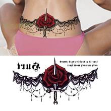 Waterproof Temporary Tattoo sticker dagger rose on waist breast back large size tatto women's flash tatoo fake tattoos 2024 - buy cheap