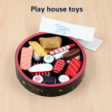 Crianças novas educacional japonês sushi prato de comida combinação corte e feliz conjunto refeição simulação jogar casa brinquedos de madeira 2024 - compre barato