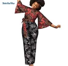 African Clothes Dashiki Ankara Print Romper Jumpsuit Women African Clothing Bazin Riche Cotton Jumpsuit with Waistband WY7129 2024 - buy cheap