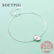 SOFTPIG Real 925 Sterling Silver Flower Bracelet For Fashion Women Party Plant Fine Jewelry Cute Minimalist Accessories Gift 2024 - buy cheap