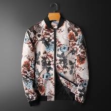 18 Colors Spring and Autumn Boutique Print Men's Casual Stand Collar Jacket Social Street Male Coat 5XL Bomber Jacket Clothing 2024 - buy cheap