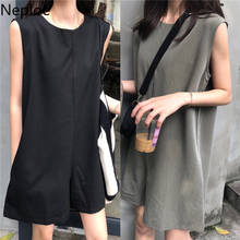 Neploe Jumpsuits Women Summer 2022 Fashion O Neck Sleeveless Ladies Rompers Elegant Sashes Slim Waist Short Bodysuit 1B621 2024 - buy cheap